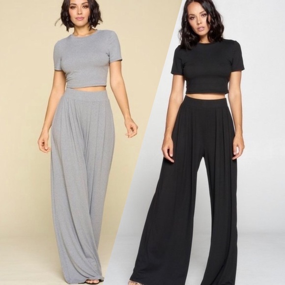 Pants - Comfy Crop Top & Palazzo Pant Set✨